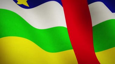 Orta Afrika Cumhuriyeti bayrağı dalgalanan arka plan görüntüleri. Otomobil ulusal bayrağı ve yavaş çekim ülke sembolü - döngüsüz video animasyonu