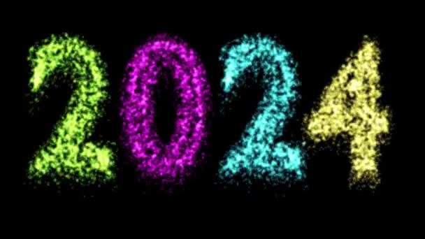 Szczęśliwego Nowego Roku Fajerwerki 2024 Wigilia Uroczystości Imprezy Zimowe Boże — Wideo stockowe