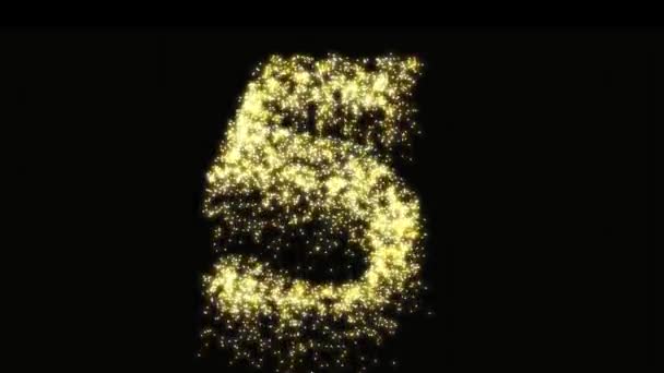 Fünf Goldene Feuerwerkskörper Leuchten Und Glitzern Brennender Fünfter Geburtstagsgruß Der — Stockvideo