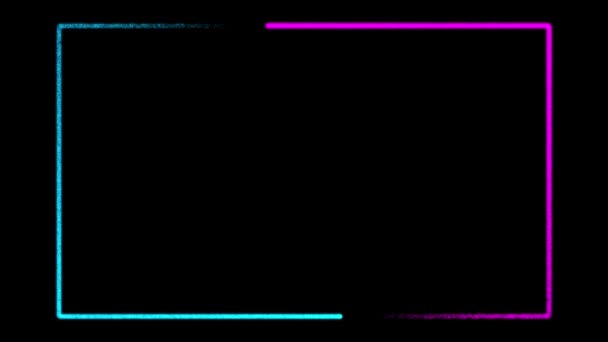 Neon Rand Rechteckigen Hintergrund Rosa Und Blau Digital Technology Effect — Stockvideo