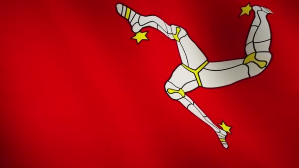 Isle Man Viftar Flagga Bakgrund Helskärm Manx Politiskt Emblem Och — Stockvideo