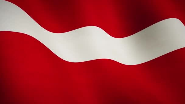 Latvia Melambaikan Bendera Latar Belakang Layar Penuh Lambang Bergelombang Politik — Stok Video