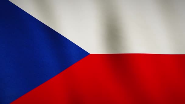 Tsjechië Zwaaien Vlag Volledige Scherm Achtergrond Politiek Golvend Embleem Slow — Stockvideo