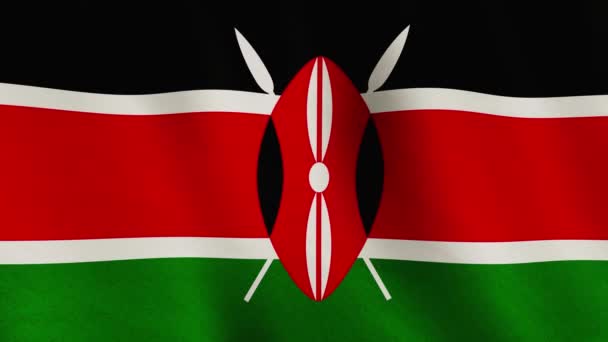 Кенийский Флаг Полный Экран Фоне Баннера Кенийская Политическая Страна Символ — стоковое видео