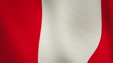 Peru bayrağı arka planında dalgalanan pankart. Peru ulusal ülke amblemi ve soyut sembol - kusursuz video animasyon döngüsü
