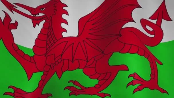 Wales Vlag Achtergrond Zwaaien Stromende Banner Welsh Nationaal Embleem Abstract — Stockvideo