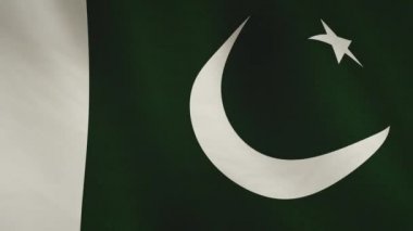 Pakistan bayrağı arka planda dalgalanıyor. Arka ışıklandırılmış Pakistan bayrak direği ülke gururunu gösteriyor - 3D hareketsiz döngü