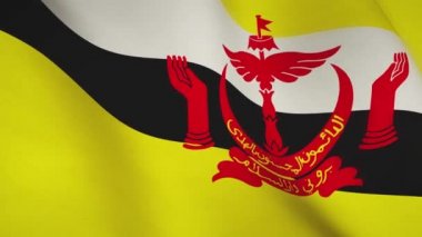 Brunei 'nin bayrak sallaması arka plan soyut sembolü. Bruneian hükümeti ya da askeri asteğmen demokrasiyi gösteriyor - kusursuz video animasyon döngüsü