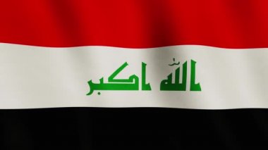 Irak 'ın bayrak sallayarak arka plan soyut sembolü. Irak hükümeti ya da askeri asteğmen demokrasiyi gösteriyor - kusursuz video animasyon döngüsü