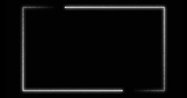 Parlak çizgileri olan gümüş neon çerçeve kenar arka planı. Floresan ışıltısı ya da teknoloji efekti - video animasyonu