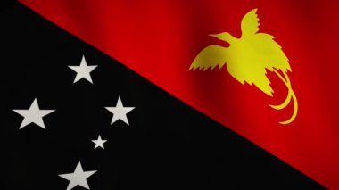Papua Yeni Gine arka plan bayrağı rüzgarda dalgalanıyor. Kutlama ve özgürlüğün vatansever sembolü - kusursuz video animasyonu