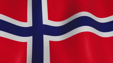 Norveç bayrağı rüzgarda dalgalanıyor. Norveç 'te kutlama ve özgürlüğün vatansever sembolü - kusursuz video animasyonu