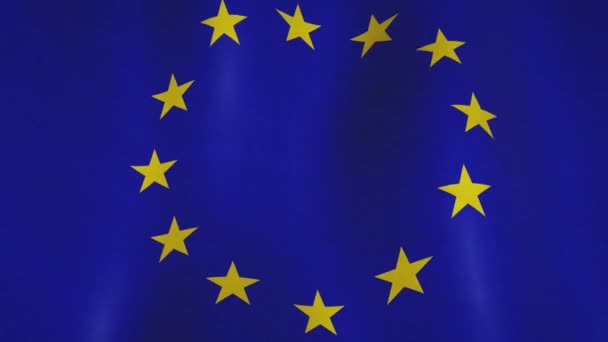 Σημαία Της Που Κυματίζει Στον Άνεμο Ευρωπαϊκή Ένωση Πατριωτικό Σύμβολο — Αρχείο Βίντεο