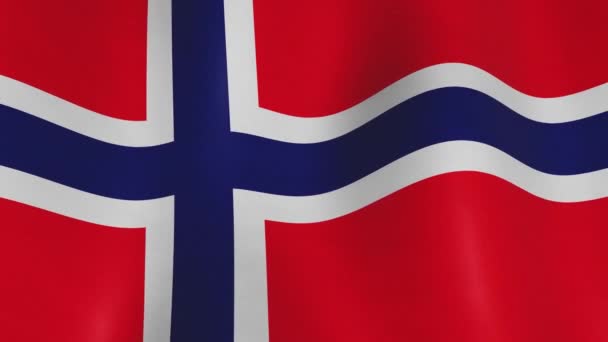Norwegens Flagge Weht Wind Norwegisches Patriotisches Symbol Für Feier Und — Stockvideo