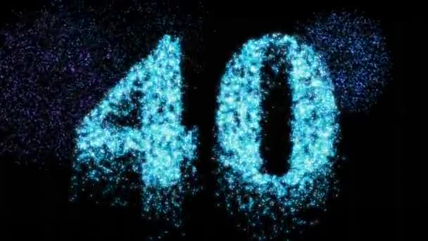 40番の青い花火夜の輝き 誕生日や記念日のための40のお祝いの概念 ビデオアニメーション — ストック動画