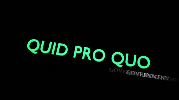Quid Pro Quo Conceito Wordcloud Mostra Comércio Troca Vingança Compensação — Vídeo de Stock