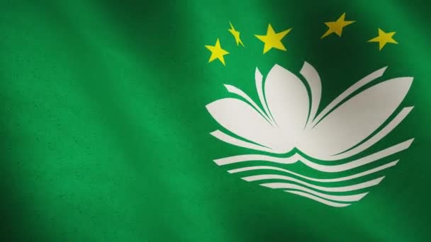 Macau Achtergrond Vlag Textuur Zwaaien Macanese Stof Embleem Van Vliegende — Stockvideo