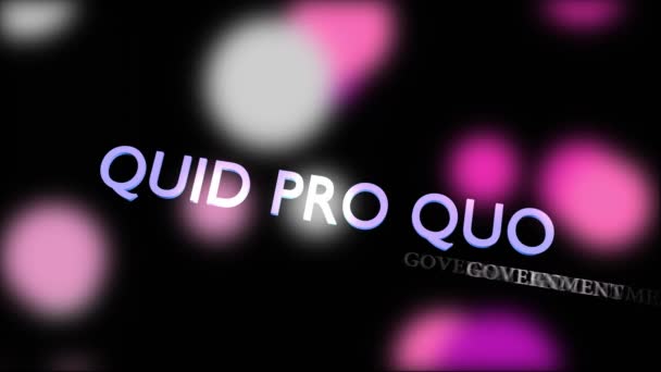 Quid Pro Quo Έννοια Wordcloud Δείχνει Εμπόριο Ανταλλαγή Εκδίκηση Πίσω — Αρχείο Βίντεο
