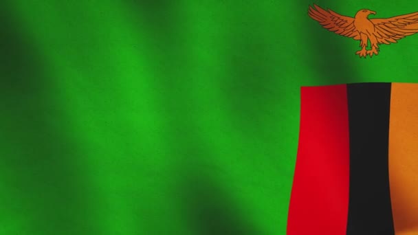 Замбія Махаючи Фоновим Прапором Значить Свобода Нація Замбійська Хвиляста Емблема — стокове відео