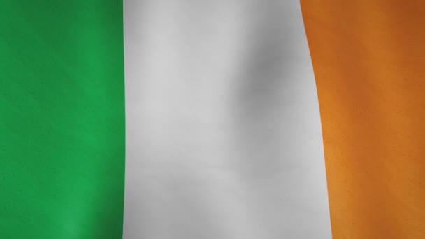 爱尔兰挥动背景旗意味着自由和国家 爱尔兰军事自豪的波浪形标志 无缝视频循环 — 图库视频影像