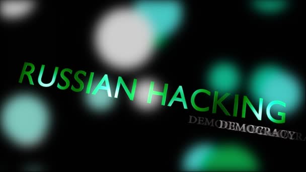 Russian Hacking Wordcloud Mostra Criminalità Informatica Internazionale Espionaggio Furto Con — Video Stock