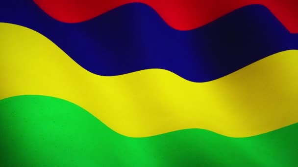 Mauritius Achtergrond Zwaaien Vlag Betekent Patriottische Trots Mauritiaanse Vaderlandslievende Vaandrig — Stockvideo