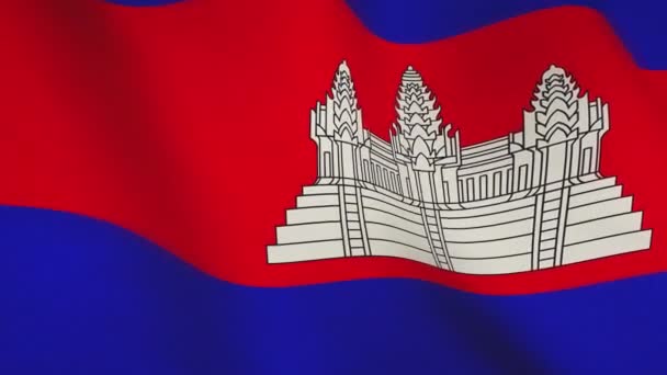 Camboya Encerrando Banderas Para Democracia Signo Patriota Camboyano Que Vuela — Vídeos de Stock