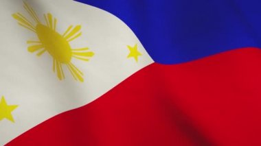 Filipinler demokrasinin simgesi olarak arka planda bayrak sallıyor. Pilipinas amblemi rüzgarda uçuşuyor - hareketsiz video döngüsü