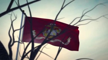 Usmc askeri bayrağı Birleşik Devletler Deniz Kuvvetleri. Vatanseverliğin ve özgürlüğün sembolü olan özel kuvvetler - video animasyonu