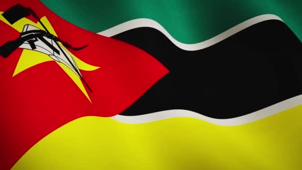 Mozambique Zwaaien Vlag Close Betekent Vrijheid Overheid Mozambikaanse Politiek Patriottisme — Stockvideo