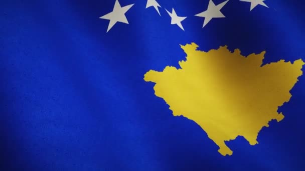 Fechar Bandeira Kosovo Significa Liberdade Governo Kosovo Política Patriotismo Celebração — Vídeo de Stock