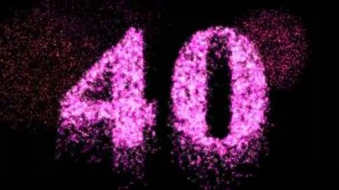 40. numara pembe havai fişek gecesi ışıltısı. Doğum günü veya yıldönümü için 40 kutlama konsepti - video animasyonu
