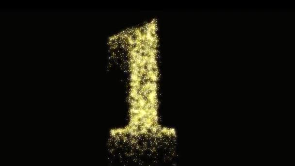 One Firework Concept Number Gold Glitter Burning 1St Birthday Celebration — Stock Video