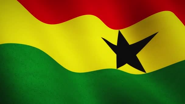 Ghana Vlag Zwaaien Closeup Toont Democratie Overheid Ghanese Achtergrond Vaandrig — Stockvideo