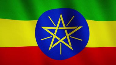 Etiyopya bayrağının dalgalanması demokrasiyi ve hükümeti gösteriyor. Etiyopya arka planı gururla yüksekten uçuyor - kusursuz animasyon videosu