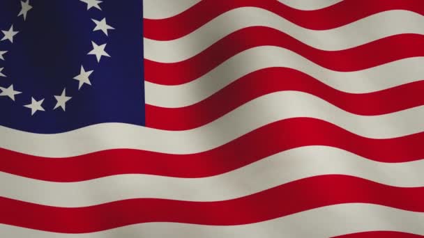 Betsy Ross zászlója a szabadságot és a szabadságot ábrázolja. A forradalmi háború történelmi zászlaja - zökkenőmentes animációs hurok