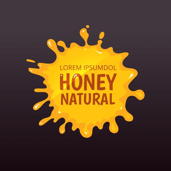 Εικονογράφηση διάνυσμα μέλι κίτρινο λεκέ απομονώσει σε σκούρο φόντο. — Διανυσματικό Αρχείο