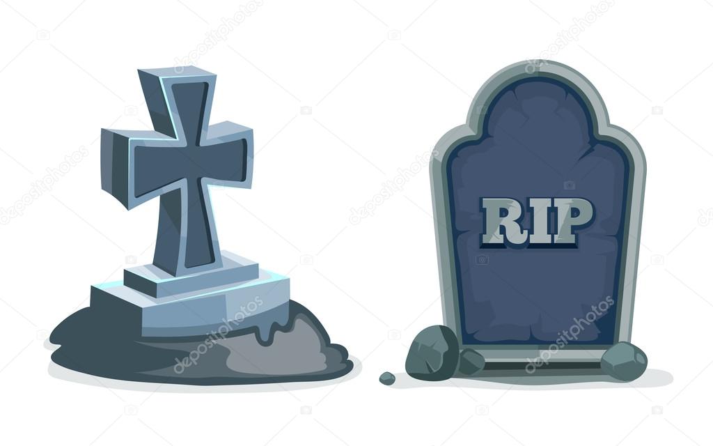 vector illustration of Old gravestone with cracks.
