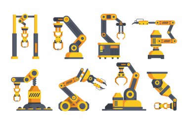 Yenilikçi robotik kol düz vektör çizimleri ayarlandı
