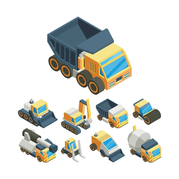 Industrial machinery isometric 3D vector illustrations set — Stock Vector
