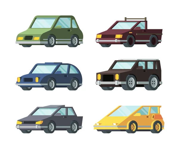 Verschiedene Arten von modernen Autos flache Vektor-Illustrationen eingestellt — Stockvektor