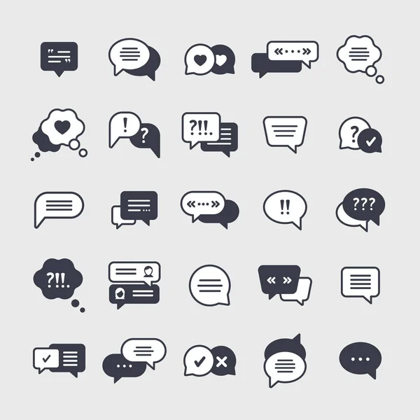 Simboli chat set vettoriale icone glifo nero — Vettoriale Stock