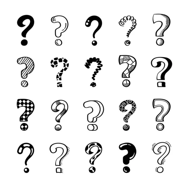 Question marks creative black vector illustrations set — Stock Vector