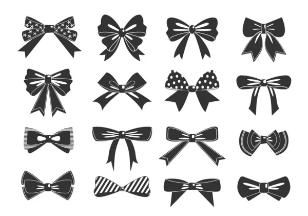 Gift bows black glyph vector icons set — 스톡 벡터