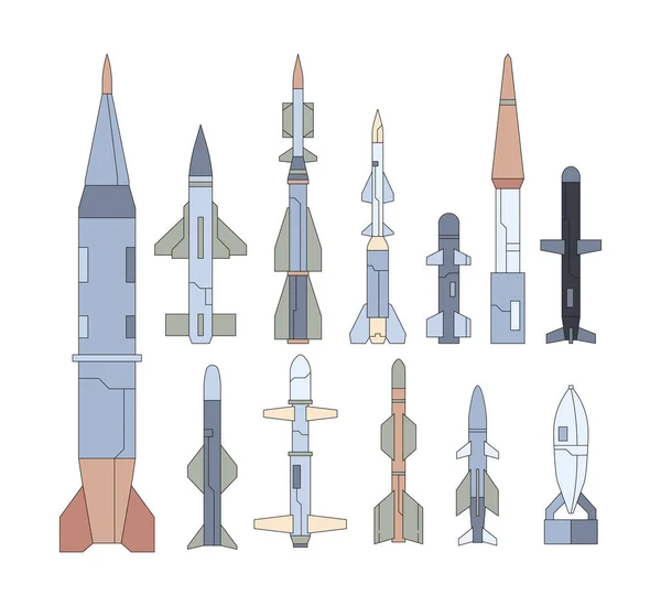 Army dipandu terbang senjata datar ilustrasi ditetapkan - Stok Vektor