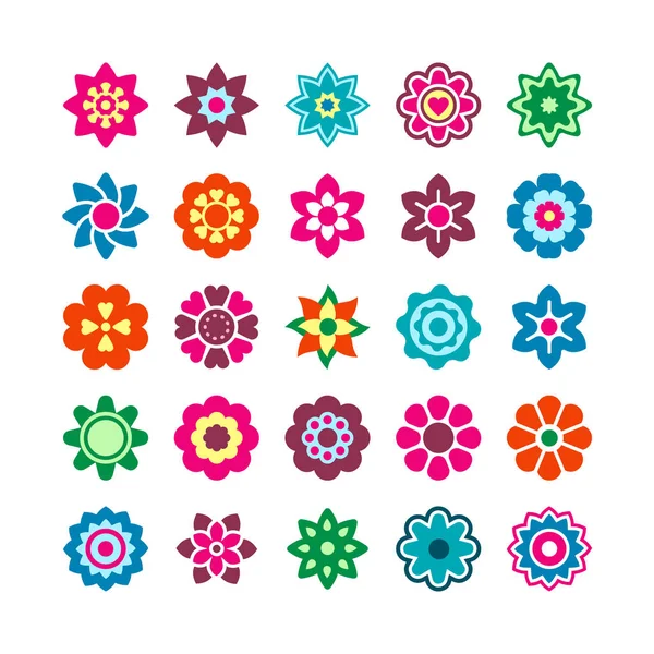 Fabulosas flores, plantas de fadas ícones de cor plana conjunto — Vetor de Stock