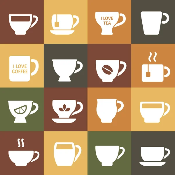 Canecas de café. copos silhuetas design logotipo. símbolos de café de cozinha de cardápio de restaurante. modelo de identidade vetorial —  Vetores de Stock