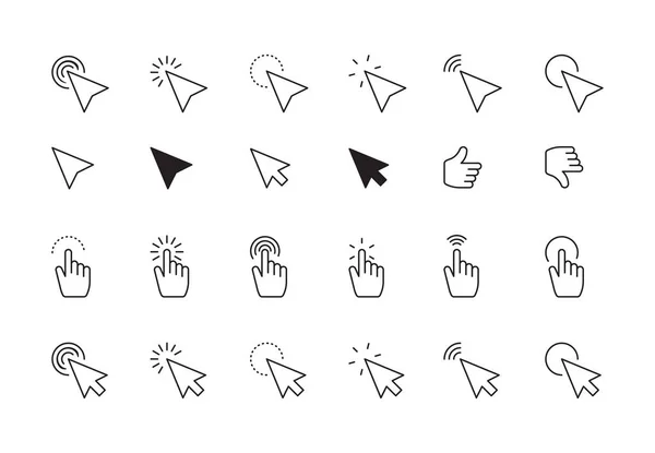 Cursor de flecha del ratón. ui interfaz puntero mano símbolos digitales para la pantalla de la computadora. vector iconos interactivos conjunto — Archivo Imágenes Vectoriales