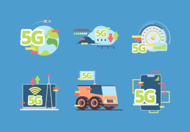 5G teknolojisi. gelecekteki hızlı çevrimiçi bağlantı mobil akıllı telefon sinyal aygıtları insanların konsept resimleriyle