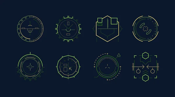 Objectivo futurista. visão óptica holográfica para armas de alta tecnologia sniper. hud elementos modernos. objetivo de jogo vetorial — Vetor de Stock